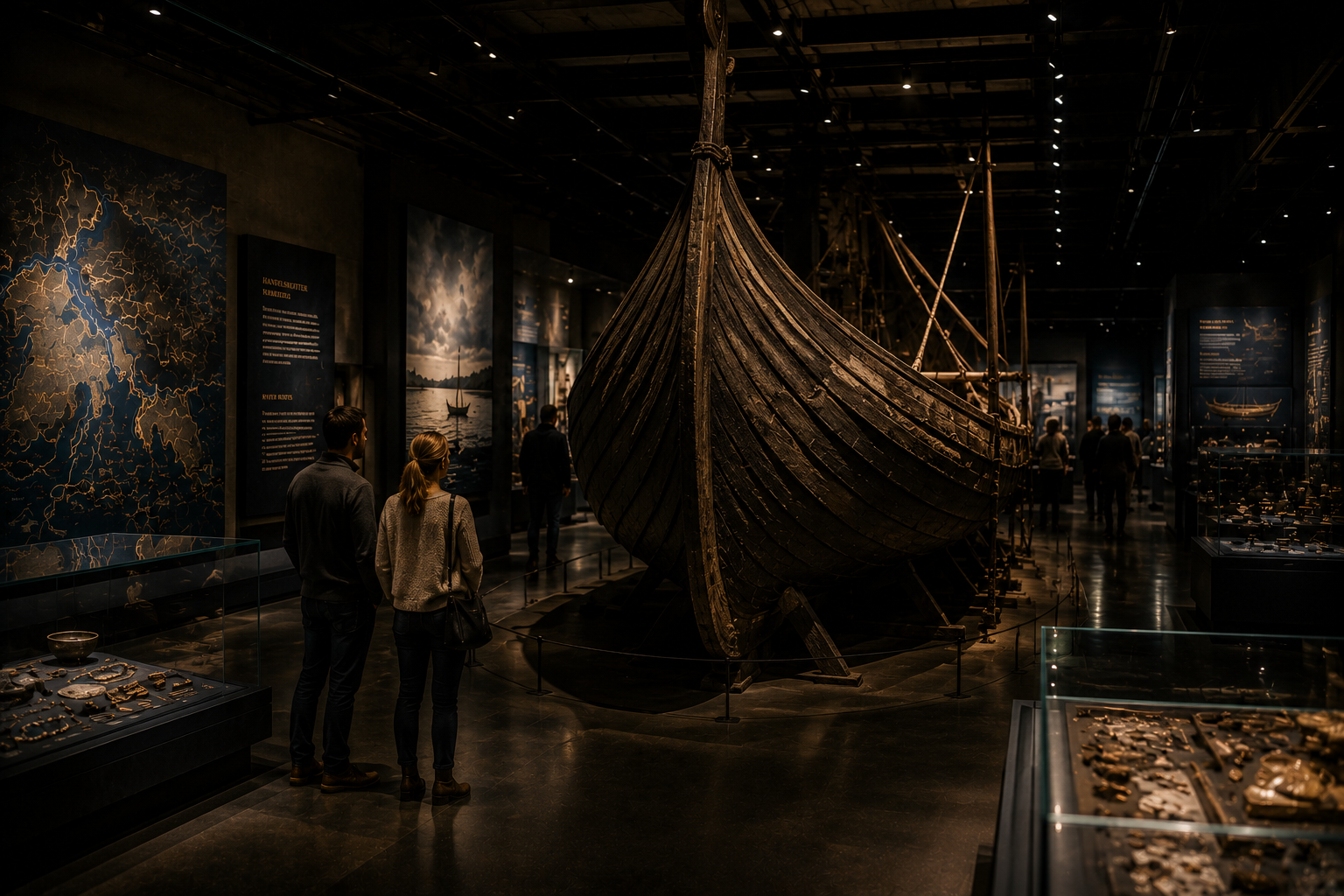 Wikinger Langschiff als Museumsobjekt zur Seefahrt im SAARVIK Museum Saarbrücken