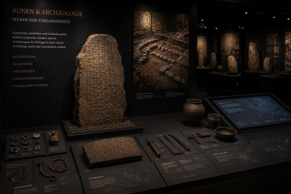 Runenstein und archäologische Funde der Wikinger in einer Ausstellung in Saarbrücken